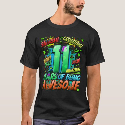 11e verjaardag Comic Style Geweldige sinds 2012 11 T-shirt (Voorkant)