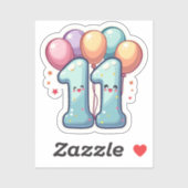 11e Verjaardag Custom-Cut Vinyl Sticker (Vel)
