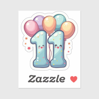 11e Verjaardag Custom-Cut Vinyl Sticker