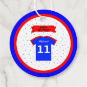 11e verjaardag dank je rode witte blauwe sterren bedankjes labels (Voorkant)