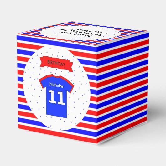 11e verjaardag de douanenaam van de partij rood bl bedankdoosjes (Achterkant)