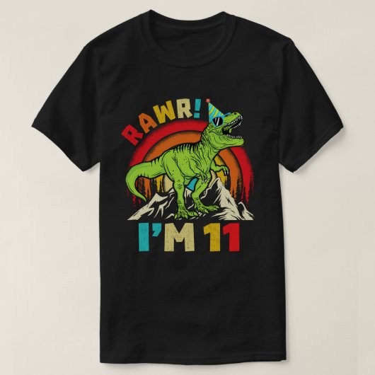 11e verjaardag Dinosaur T Rex Rawr Ik ben 11 voor  T-shirt (Design voorkant)