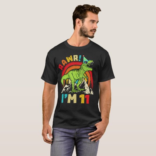 11e verjaardag Dinosaur T Rex Rawr Ik ben 11 voor  T-shirt (Voorkant volledig)