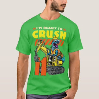 11e verjaardag dinosaurus graafmachine t-shirt