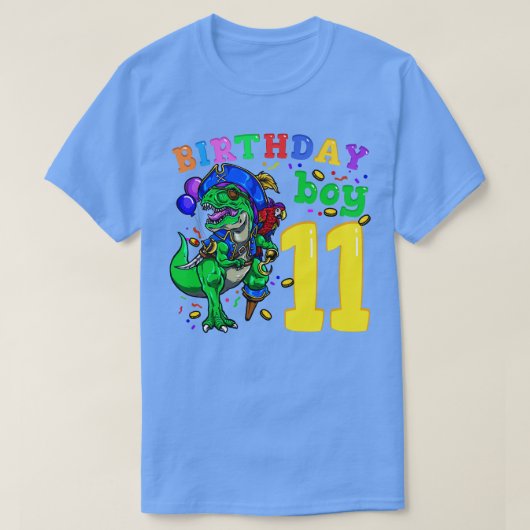 11e verjaardag dinosaurus piraat t-shirt (Design voorkant)