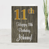 11e verjaardag: Elegant Faux Gold Look #, Faux Woo Kaart (Voorkant)