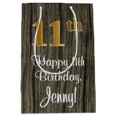 11e verjaardag: Elegant Faux Gold Look #, Faux Woo Medium Cadeauzakje (Voorkant)