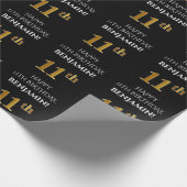 11e verjaardag: Elegant, zwart, Faux Gold look Cadeaupapier (Hoek)