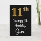 11e verjaardag ~ Elegante luxe Faux Gold look # Kaart (Voorkant)