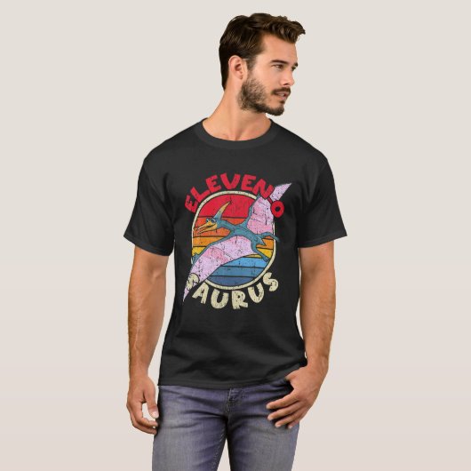 11e verjaardag Elf van de familie Saurus Pterodact T-shirt (Voorkant volledig)