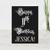 11e verjaardag: Fancy, elegant script + aangepaste Kaart (Voorkant)