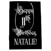 11e verjaardag: Fancy, elegant script + aangepaste Medium Cadeauzakje (Voorkant)