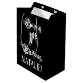 11e verjaardag: Fancy, elegant script + aangepaste Medium Cadeauzakje (Achterkant Gekanteld)