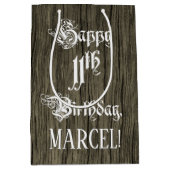 11e verjaardag: Fancy, Faux Wood Kijk + Aangepaste Medium Cadeauzakje (Voorkant)