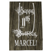 11e verjaardag: Fancy, Faux Wood Kijk + Aangepaste Medium Cadeauzakje (Achterkant)