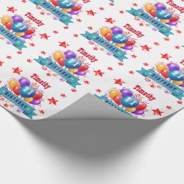11e verjaardag feestelijke kleurrijke ballonnen B1 Cadeaupapier