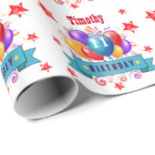 11e verjaardag feestelijke kleurrijke ballonnen B1 Cadeaupapier (Rol Hoek)