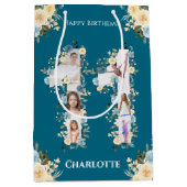 11e verjaardag Foto Blauwgroen Collage Yellow Flow Medium Cadeauzakje (Voorkant)