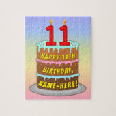 11e verjaardag: Fun Cake and Candles + Custom Name Legpuzzel (Verticaal)