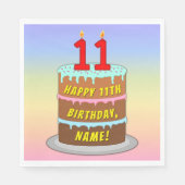 11e verjaardag: Fun Cake and Candles + Custom Name Servet (Voorkant)