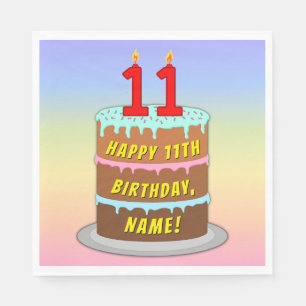 11e verjaardag: Fun Cake and Candles + Custom Name Servet