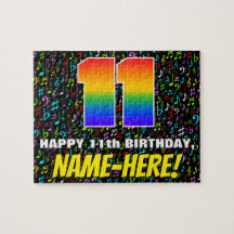 11e verjaardag — Fun, Colorful Music Symbols & "11