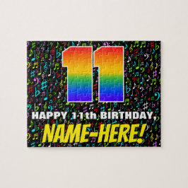 11e verjaardag — Fun, Colorful Music Symbols & "11 Legpuzzel