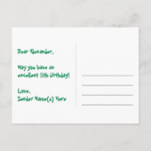 11e verjaardag: Fun Hearts Pattern, Regenboog 11 Briefkaart (Achterkant)