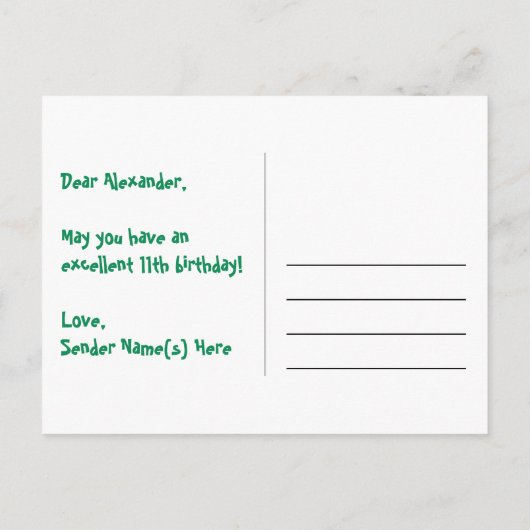 11e verjaardag: Fun Hearts Pattern, Regenboog 11 Briefkaart (Achterkant)