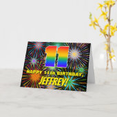 11e verjaardag: Fun, kleurrijk gevuurwerk Kaart (Gele Bloem)