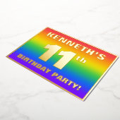 11e verjaardag: Fun, kleurrijk regenboogpatroon Folie Uitnodiging (Gedraaid)