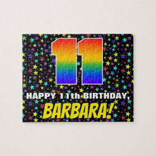 11e verjaardag — Fun, kleurrijk Star Field Pattern Legpuzzel