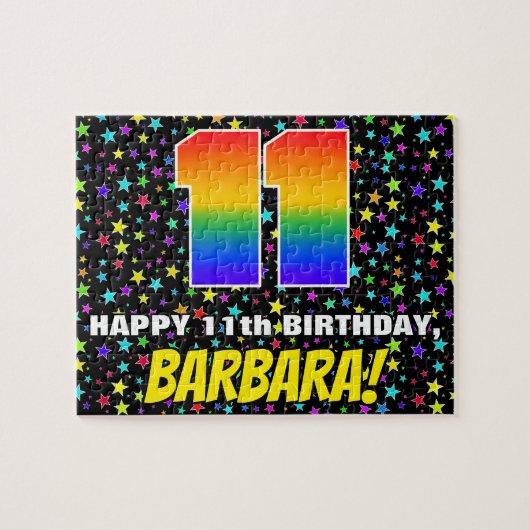 11e verjaardag — Fun, kleurrijk Star Field Pattern Legpuzzel (Horizontaal)