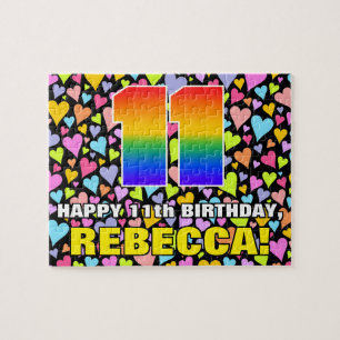 11e verjaardag — Fun, liefhebbende hartvormen + "1 Legpuzzel