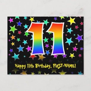 11e verjaardag: Fun Stars Patroon, Regenboog 11, N Briefkaart