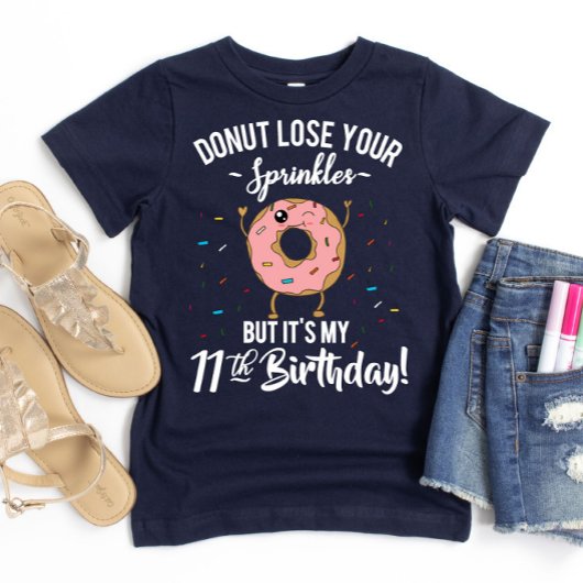 11e verjaardag Funny Donut Elfde BDay Party T-shirt