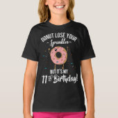 11e verjaardag Funny Donut Elfde BDay Party T-shirt (Voorkant)