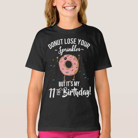 11e verjaardag Funny Donut Elfde BDay Party T-shirt (Voorkant)