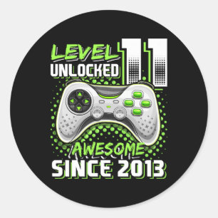 11e Verjaardag Gamer 11 Jaar Oud Grappig Bday Boy  Ronde Sticker