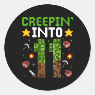 11e verjaardag Gamer Pixel Kruipt In 11 Video G Ronde Sticker