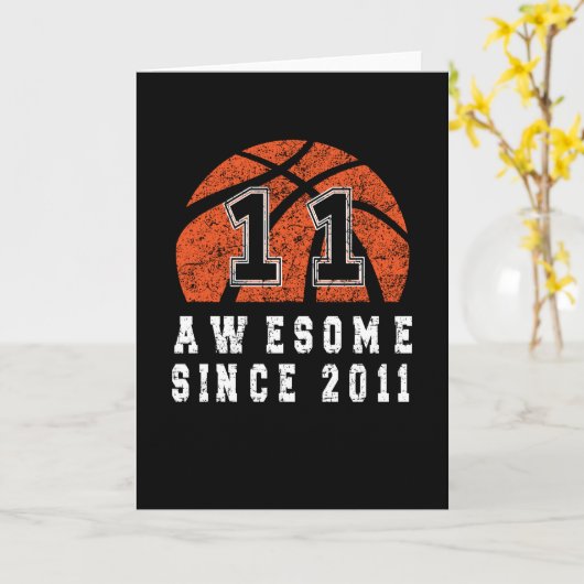 11e verjaardag, geboren in 2011 11 Basketball Boy Kaart (Gele Bloem)