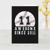 11e verjaardag, geboren in 2011 in honkbal, 11 jaa kaart (Gele Bloem)