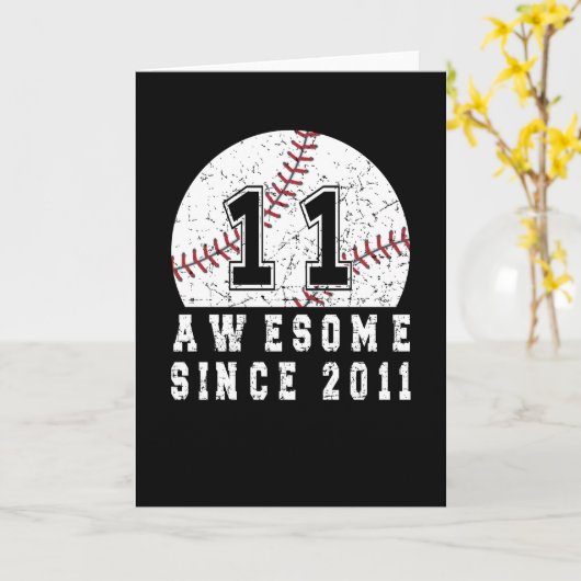 11e verjaardag, geboren in 2011 in honkbal, 11 jaa kaart (Gele Bloem)