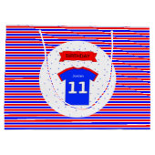 11e verjaardag gepersonaliseerd rood blauw large cadeautasje (Achterkant)