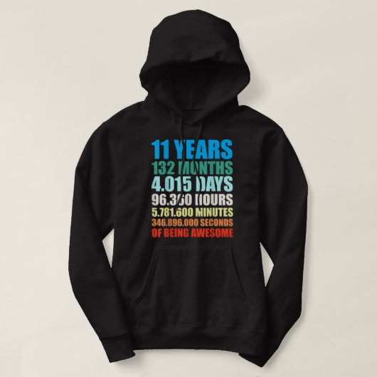 11e verjaardag Gift Boy 11 jaar Geweldige T Sh Hoodie (Design voorkant)