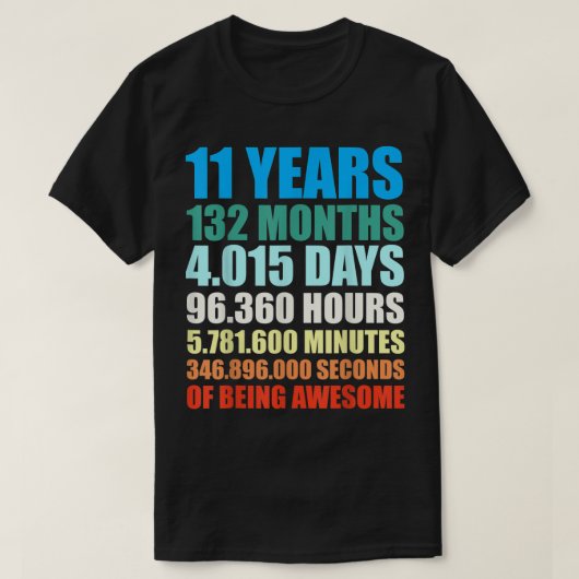 11e verjaardag Gift Boy 11 jaar Geweldige T Sh T-shirt (Design voorkant)