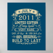 11e verjaardag Gifts 11 jaar oude Retro  Poster (Voorkant)