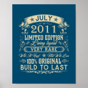 11e verjaardag Gifts 11 jaar oude Retro  Poster