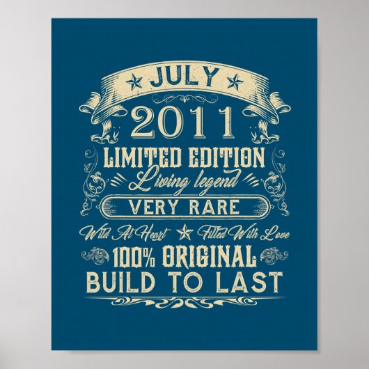 11e verjaardag Gifts 11 jaar oude Retro Poster (Voorkant)