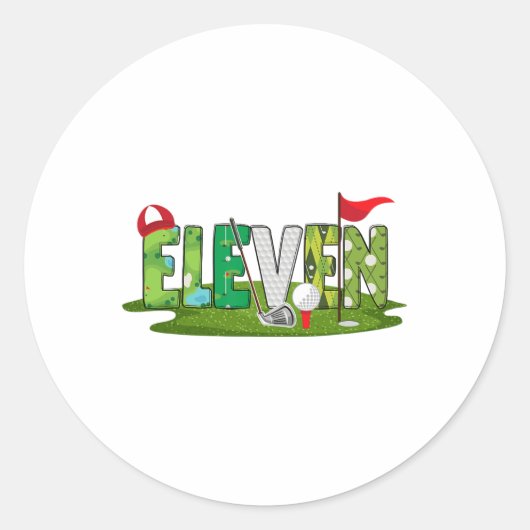 11e verjaardag golfthema 11 jaar oude Kinder sport Ronde Sticker (Voorkant)
